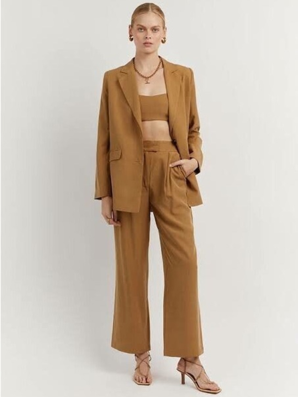 DISSH Karla linen blend trousers in camel - Picture 2 of 7